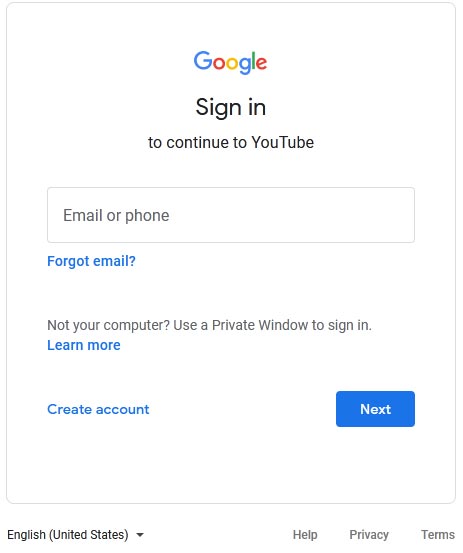 Login with your YouTube account